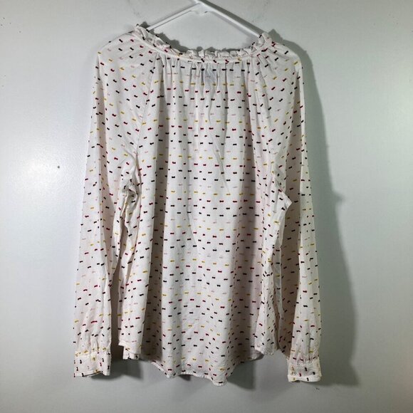 Womens St John's Bay White Sprinkles Cotton Long Sleeve Peasant Top 2xL - Picture 2 of 7